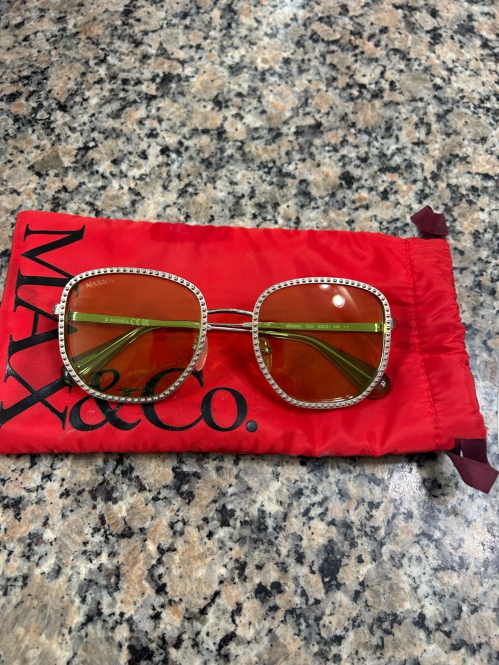 Max & Co. Green Tinted Crystal-Trim Sunglasses